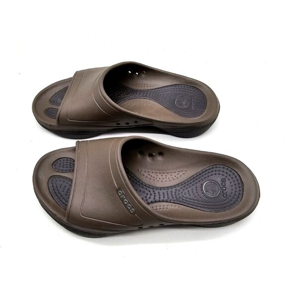 CROCS UNISEX SLIDERS Slip on Sandals Brown W 7/M 5 - Picture 3 of 6